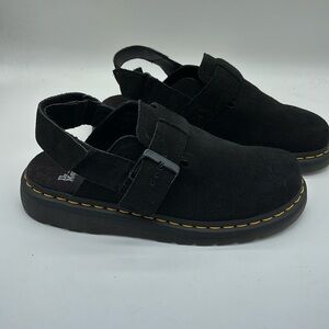 Dr. Martens Black Mules with Yellow Stitching